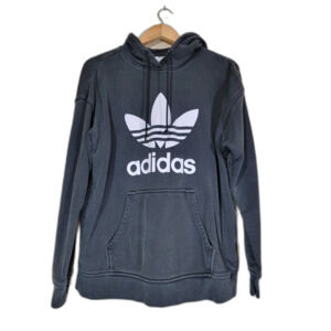 Adidas Grey Hoodie Sweatshirt - Medium